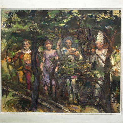 Harald Metzkes, Aus dem Dickicht die Komödianten, 2011, Öl auf Leinwand
