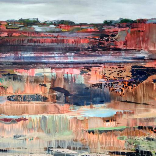 Theresa Möller, Landschaft, 2018, 190x250 cm, Acryl und Öl auf Leinwand