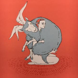 Ziegenliebe Graublau, 2016, 50x50cm, Siebdruck