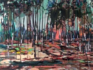Theresa Möller, Gelände, 100x130cm, Acryl und Öl auf Leinwand, 2018