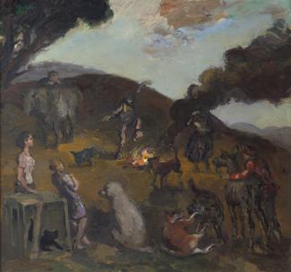 Landschaft mit Rauchsäule